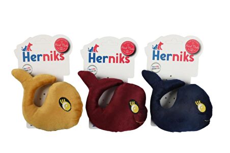 Herniks Sesli Kumaş Nakışlı Köpek Oyuncağı - Whali 15cm Bordo