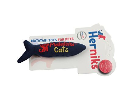 Herniks Matatabili Sesli Peluş Kumaş Kedi Oyuncağı - Fishy 14cm Lacivert