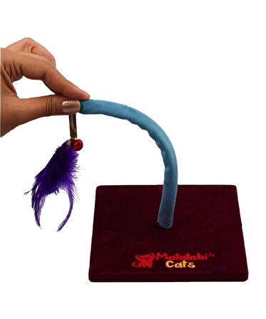 Herniks Matatabili Yaylı Tüylü Kare Kedi Oyuncağı 17cm - Bordo