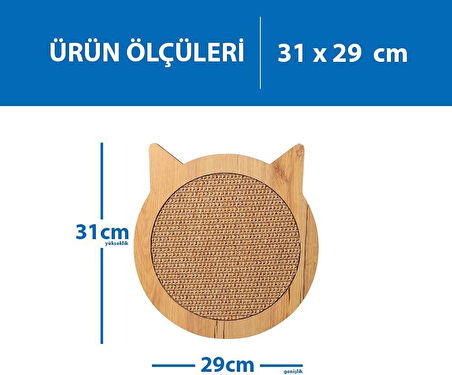 Herniks Kedi Otlu Doğal Ahşap Zemin Sisal Tırmalama Tahtası 31x29cm