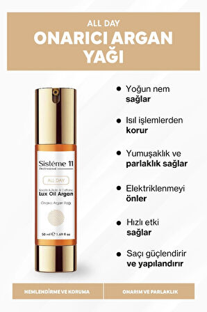 Sistéme 11 Argan Yağı Içeren Besleyici Saç Bakım Yağı 50 ml 