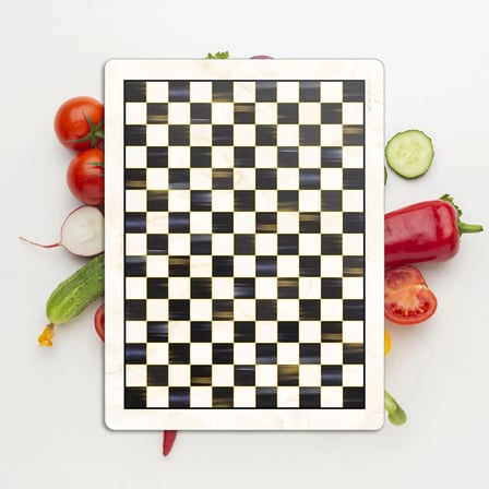 Decovetro Cam Kesme Tahtası ve Sunumluk MacKenzie Dama Desenli 25 x 35 cm