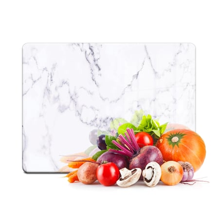 Decovetro Cam Kesme Tahtası ve Sunumluk Beyaz Mermer Desenli 25 x 35 Cm