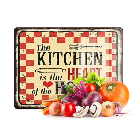 Decovetro Cam Kesme Tahtası ve Sunumluk My Kitchen Heart Desenli 25 x 35 Cm