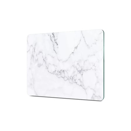 2'li Cam Kesme Tahtası ve Sunumluk Beyaz Mermer Desenli 20 x 30 cm ve 25 x 35 Cm