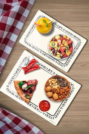 2'li Cam Kesme Tahtası ve Sunumluk ve Sunum Tabağı Good Life 20 x 30 ve 25 x 35 cm