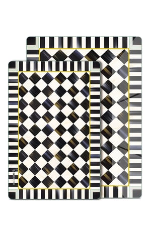 2'li Cam Kesme Tahtası ve Sunumluk MacKenzie Desenli 20 x 30 cm ve 25 x 35 cm