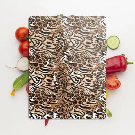 Decovetro Cam Kesme Tahtası ve Sunumluk Leopar Desenli 20 x 30 cm