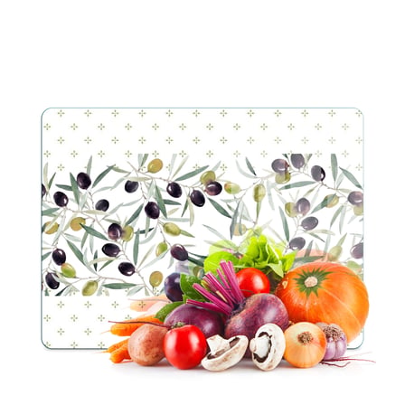 Decovetro Cam Kesme Tahtası ve Sunumluk Zeytin Desenli 20 x 30 cm