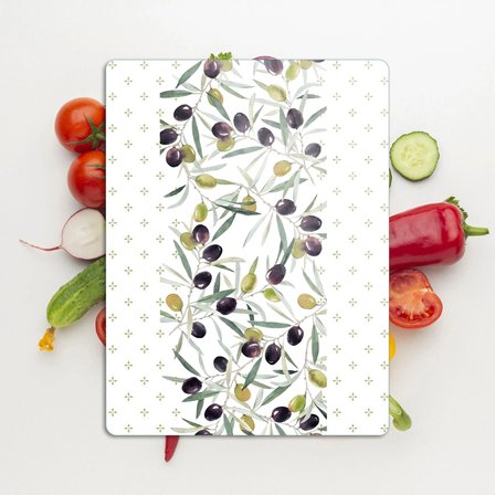 Decovetro Cam Kesme Tahtası ve Sunumluk Zeytin Desenli 20 x 30 cm