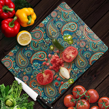 Decovetro Cam Kesme Tahtası ve Sunumluk Şal Desenli 40 x 30 cm