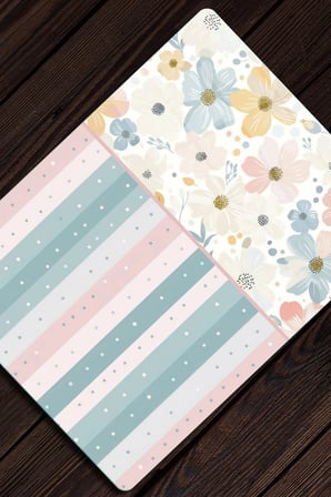 Decovetro Cam Kesme Tahtası ve Sunumluk Flower & Stripes Desenli 20 x 30 cm