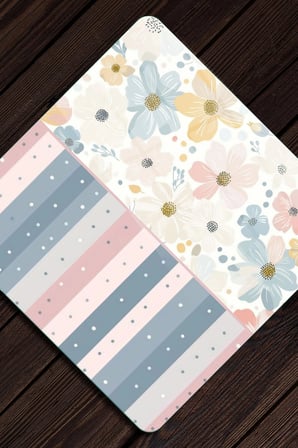 Decovetro Cam Kesme Tahtası ve Sunumluk Kare Flower & Stripes Desenli 30 x 30 cm