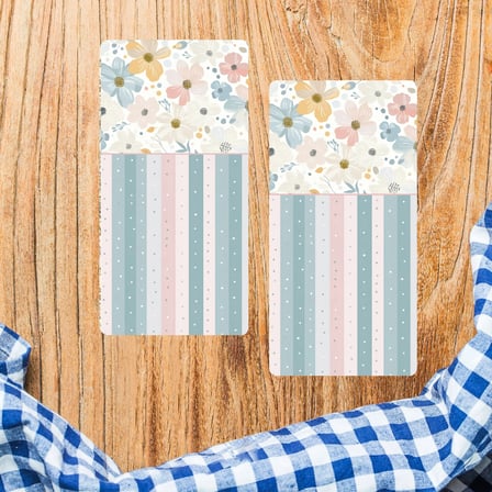Decovetro Cam Kahve Sofra Sunum Tablası 2'li Set Flower & Stripes Desenli 30 x 15 cm