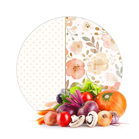 Decovetro Cam Kesme Tahtası ve Sunumluk Yuvarlak Flower & Points Desenli 30 x 30 cm