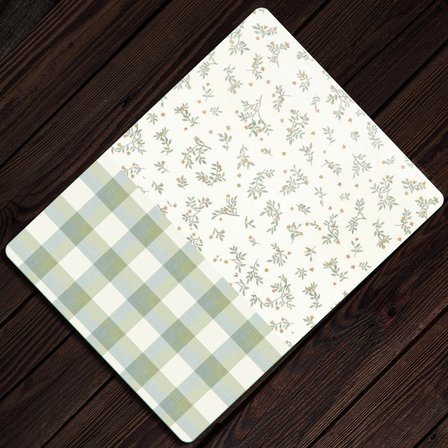 Decovetro Cam Kesme Tahtası ve Sunumluk Minimal Flower & Buffalo Desenli 20 x 30 cm