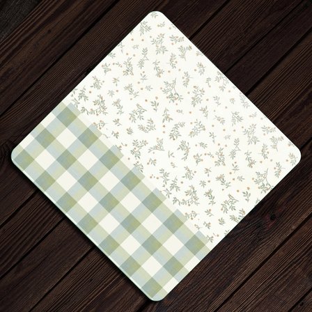 Decovetro Cam Kesme Tahtası ve Sunumluk Kare Minimal Flower & Buffalo Desenli 30 x 30 cm