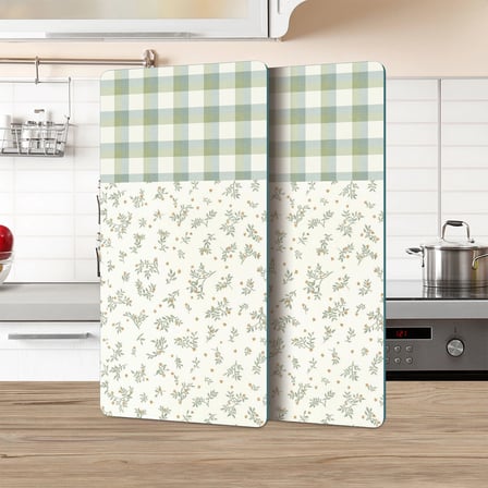 Decovetro Cam Kahve Sofra Sunum Tablası 2'li Set Minimal Flower & Buffalo Desenli 30 x 15 cm