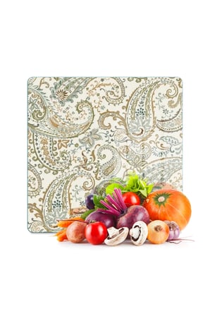 Decovetro Cam Kesme Tahtası ve Sunumluk Kare Şal Desenli 30 x 30 cm