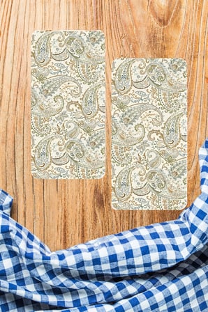 Decovetro Cam Kahve Sofra Sunum Tablası 2'li Set Şal Desenli 30 x 15 cm