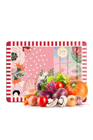 3'lü Cam Kesme Tahtası ve Sunumluk Karışık Renkli Love Desenli 20 x 30, 25 x 35 ve 30 x 40 cm