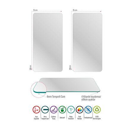 Decovetro Cam Kahve Sofra Sunum Tablası 2'li Set Kırmızı Ekose Dokuma Desenli 30 x 15 cm
