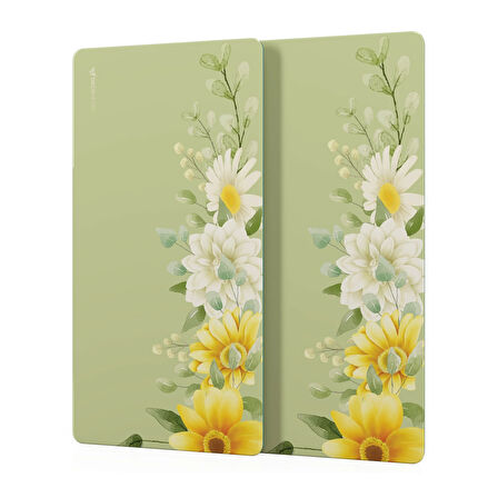 Decovetro Cam Kahve Sofra Sunum Tablası 2'li Set Vintage Daisy 30 x 15 cm