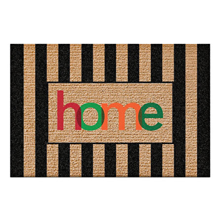 Decovetro Kapı Önü Halı Paspas Renkli Çizgili Home Desenli 40 x 60 Cm