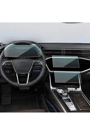 Audi A6 Dijital Gösterge Ve Navigasyon Uyumlu Nano Ekran Koruyucu 3lü Set 2019-2024