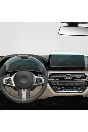 BMW 6 Serisi Dijital Gösterge ve 12,3 İnc Navigasyon Uyumlu Nano Ekran Koruyucu 2li Set