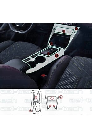 Peugeot 2008 E-Toggle Uyumlu Vites Etrafı Piano Black TPU Koruyucu 6 lı Set