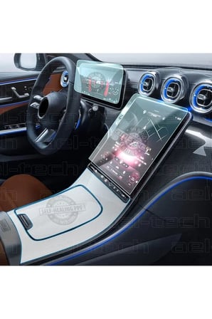 Mercedes C Seri W206 Navigasyon,Dijital gösterge ve Orta konsol uyumlu Nano Ekran Koruyucu 3'lü Set