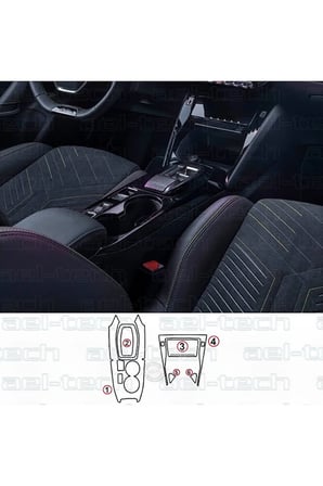Peugeot 208 Ve E-208 Uyumlu Vites Etrafı Piano Black Tpu Koruyucu 6 Lı Set 2023-2026
