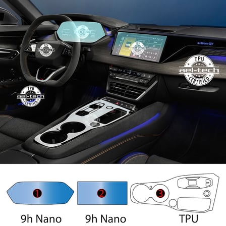 Audi S e-tron GT Uyumlu Nvigasyon , Dijital Gösterge ve Vites Etrafı Piano Black Konsol Tpu Koruyucu 3lü Set 2025-2026