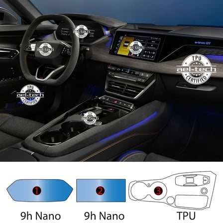 Audi S e-tron GT Uyumlu Nvigasyon , Dijital Gösterge ve Vites Etrafı Piano Black Konsol Tpu Koruyucu 3lü Set 2025-2026