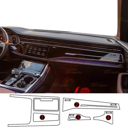 Audi Q7 Uyumlu Orta Konsol ve Piano Black Tpu Koruyucu 4lü Set 2020-2026
