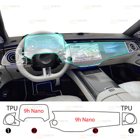 Mercedes S Class Uyumlu Dijital Gösterge,Navigasyon,Menfez 9h Nano Ekran Koruyucu 4lü Set 2026-2027