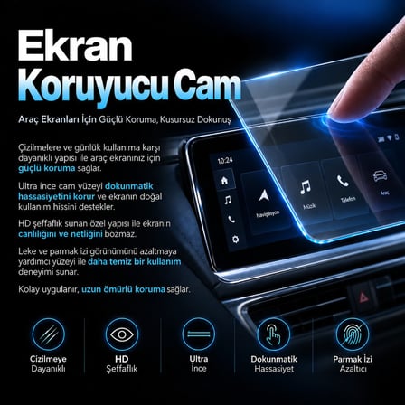 Peugeot 308 7 Inç Navigasyon Cam Ekran Koruyucu 2018-2021