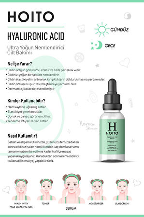 Hoito Hyalüronik Asit Serum 30ml - Panthenol % 5 Collagen % 2 Hyaluronic Acid %1,5 Snail Extract % 1