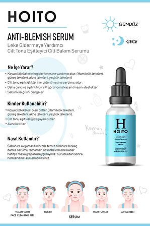 Hoito Leke Karşıtı Bakım Serumu 30ml - Niacinamide % 8 Alpha-Arbutin % 2 Hyaluronik Acid % 1,5