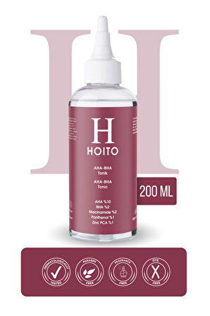 Hoito AHA BHA Tonik 200ml - AHA %10 BHA %2 Niacinamide %2 Panthenol %1 Zinc PCA %1