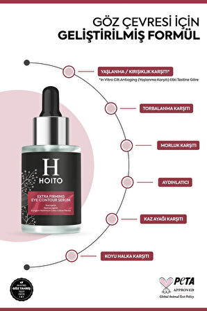 Hoito Extra Firming Eye Contour Serum 30ml-Göz Altı Morluk,Kırışıklık,Torbalanma Karşıtı Aydınlatıcı Bakım