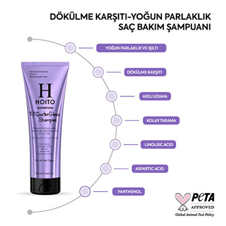 Dökülme Karşıtı Yoğun Parlaklık ve Hızlı Uzama Tuz SLS Sles İçermeyen Saç Bakım Şampuanı 250ml