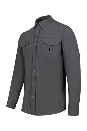 2AS GABLİN - Erkek Likralı Ter Emen - Hızlı Kuruyan Antrasit Outdoor Gömlek - 2ASGBL0303