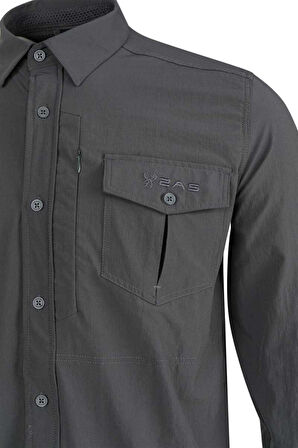 2AS GABLİN - Erkek Likralı Ter Emen - Hızlı Kuruyan Antrasit Outdoor Gömlek - 2ASGBL0303