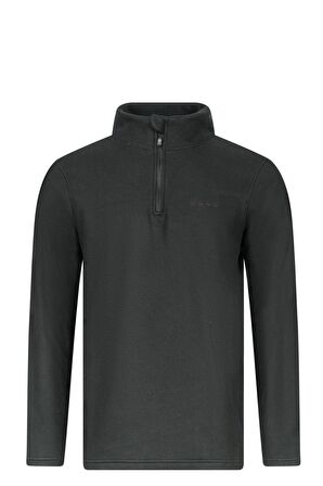 2AS CARLOW Yarım Fermuarlı Erkek Polar Sweatshirt Siyah