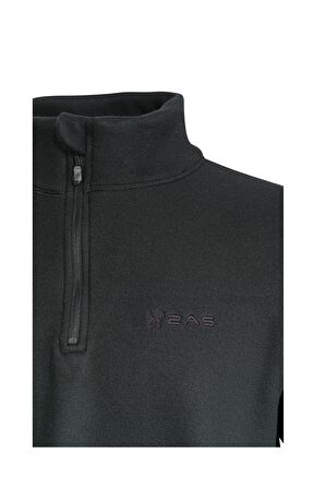 2AS CARLOW Yarım Fermuarlı Erkek Polar Sweatshirt Siyah