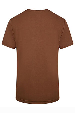 2AS Winson  Erkek Viloft Sıfır Yaka T-Shirt Kahverengi