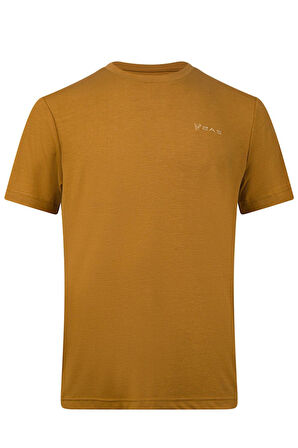 2AS Winson  Erkek Viloft Sıfır Yaka T-Shirt Açık Kahverengi