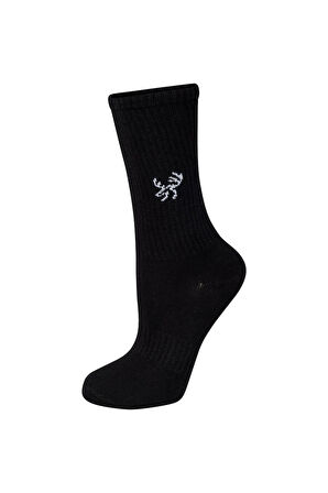Uzun Bambu Spor Çorap Siyah